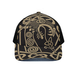 Scandinavian Viking Dragon Print Black Mesh Trucker Cap