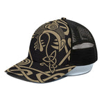 Scandinavian Viking Dragon Print Black Mesh Trucker Cap