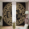 Scandinavian Viking Dragon Print Dimout Pencil Pleat Curtains
