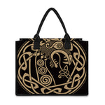 Scandinavian Viking Dragon Print Canvas Tote Bag