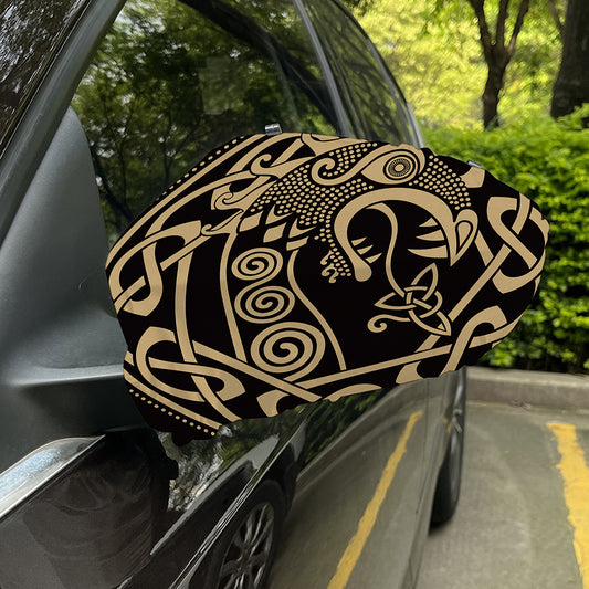 Scandinavian Viking Dragon Print Car Side Mirror Covers