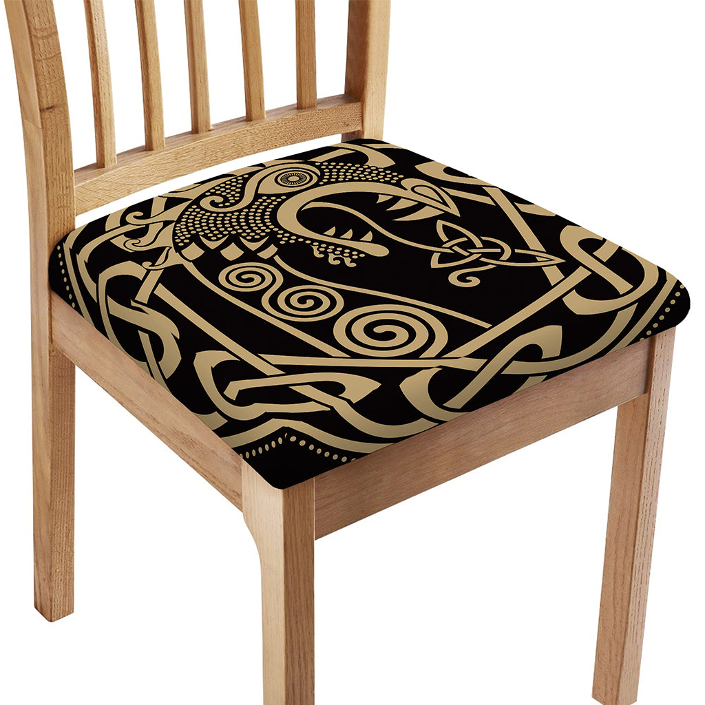 Scandinavian Viking Dragon Print Chair Cushion Cover