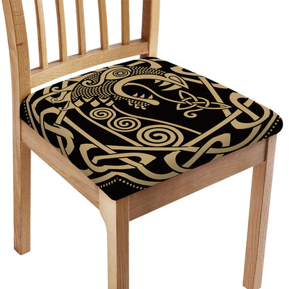 Scandinavian Viking Dragon Print Chair Cushion Cover