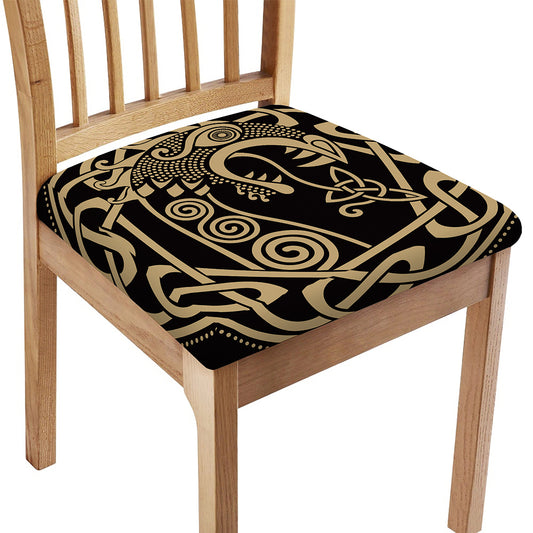 Scandinavian Viking Dragon Print Chair Cushion Cover