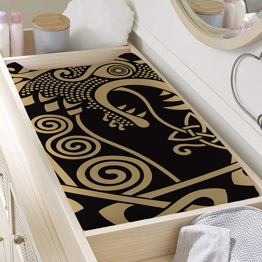 Scandinavian Viking Dragon Print Changing Pad Cover