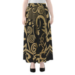 Scandinavian Viking Dragon Print Chiffon Maxi Skirt
