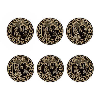 Scandinavian Viking Dragon Print Coaster Set