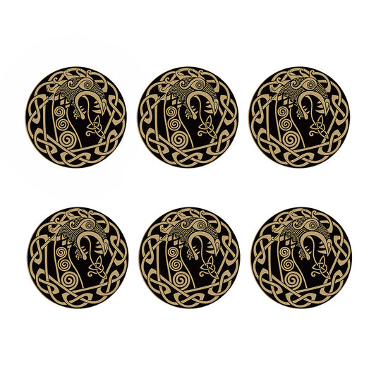 Scandinavian Viking Dragon Print Coaster Set