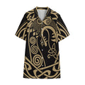 Scandinavian Viking Dragon Print Cotton Hawaiian Shirt