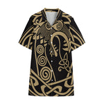 Scandinavian Viking Dragon Print Cotton Hawaiian Shirt