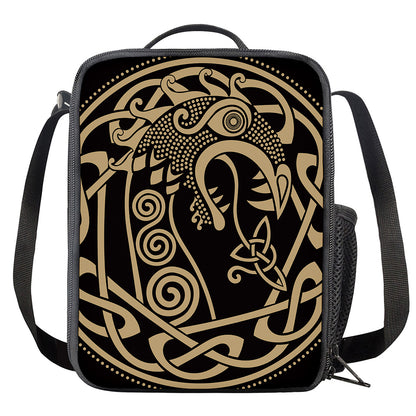 Scandinavian Viking Dragon Print Crossbody Lunch Bag