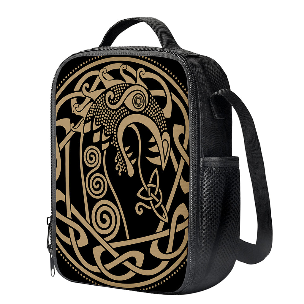 Scandinavian Viking Dragon Print Crossbody Lunch Bag