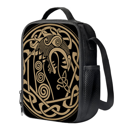 Scandinavian Viking Dragon Print Crossbody Lunch Bag