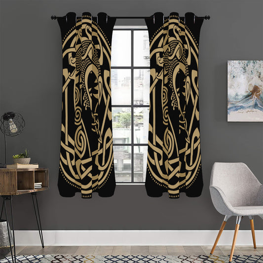 Scandinavian Viking Dragon Print Curtain