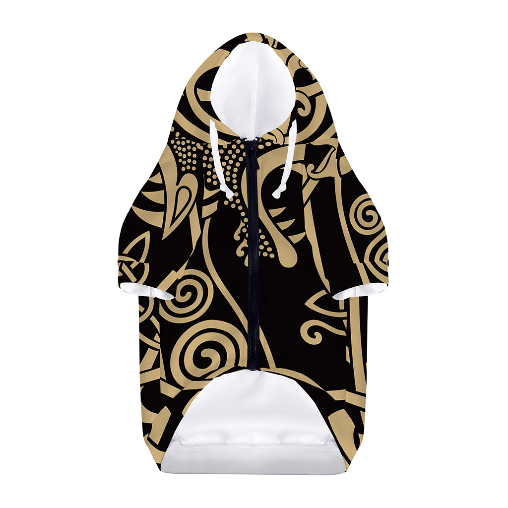 Scandinavian Viking Dragon Print Dog Zip Up Hoodie