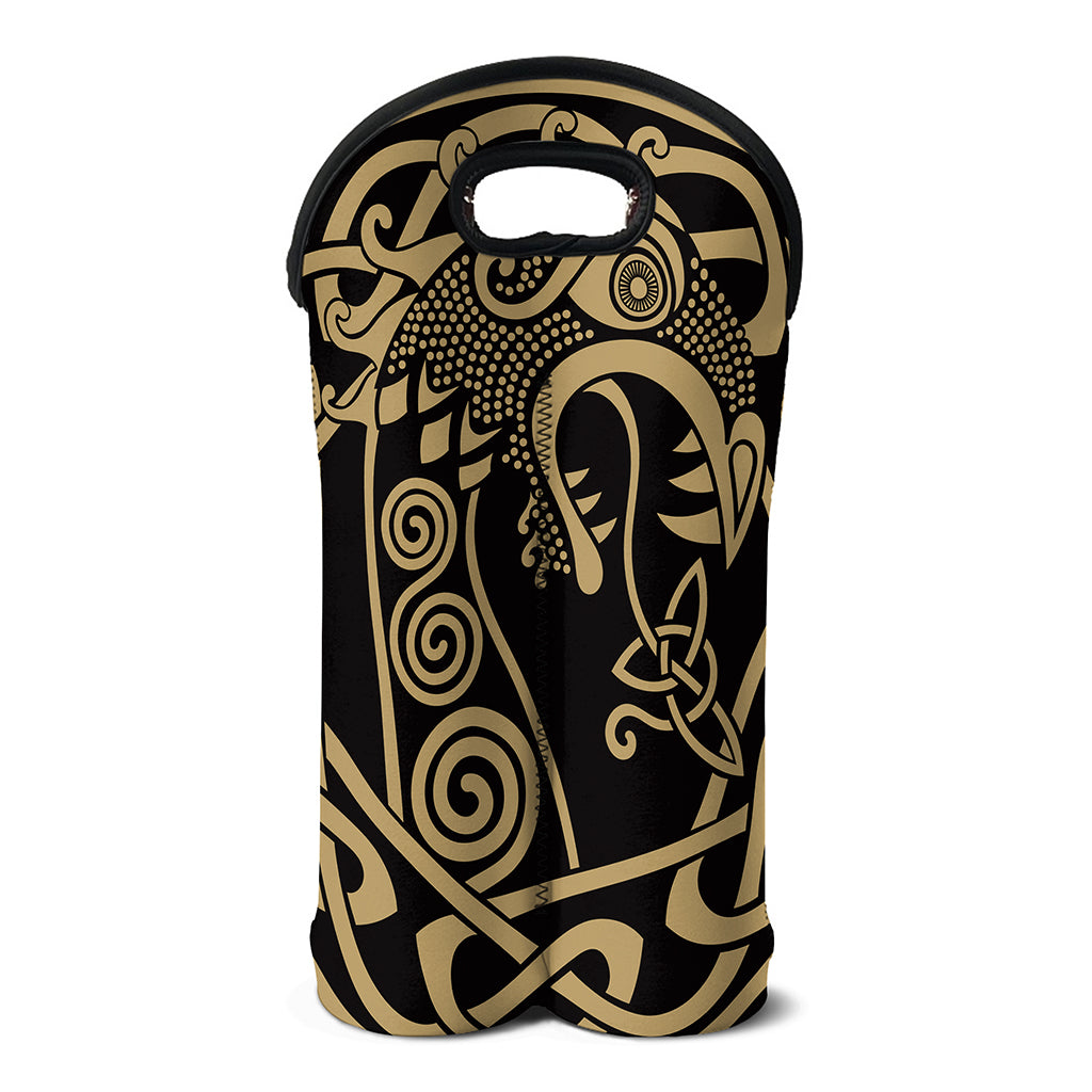 Scandinavian Viking Dragon Print Double Neoprene Wine Tote