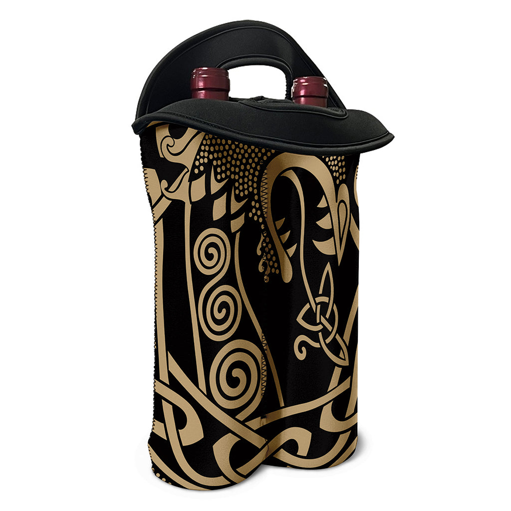 Scandinavian Viking Dragon Print Double Neoprene Wine Tote