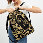 Scandinavian Viking Dragon Print Drawstring Backpack