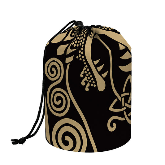 Scandinavian Viking Dragon Print Drawstring Makeup Bag