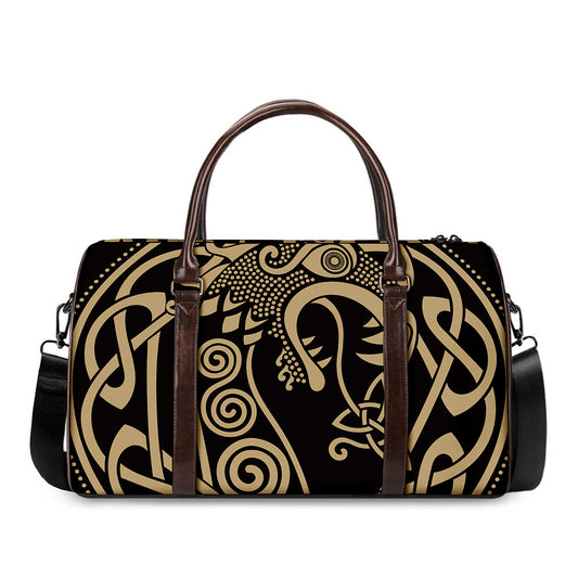 Scandinavian Viking Dragon Print Duffle Bag