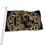 Scandinavian Viking Dragon Print Flag