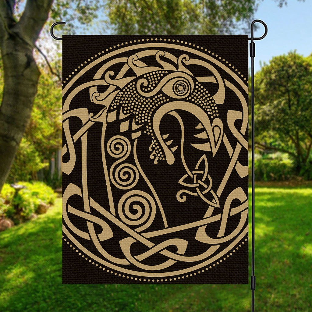 Scandinavian Viking Dragon Print Garden Flag