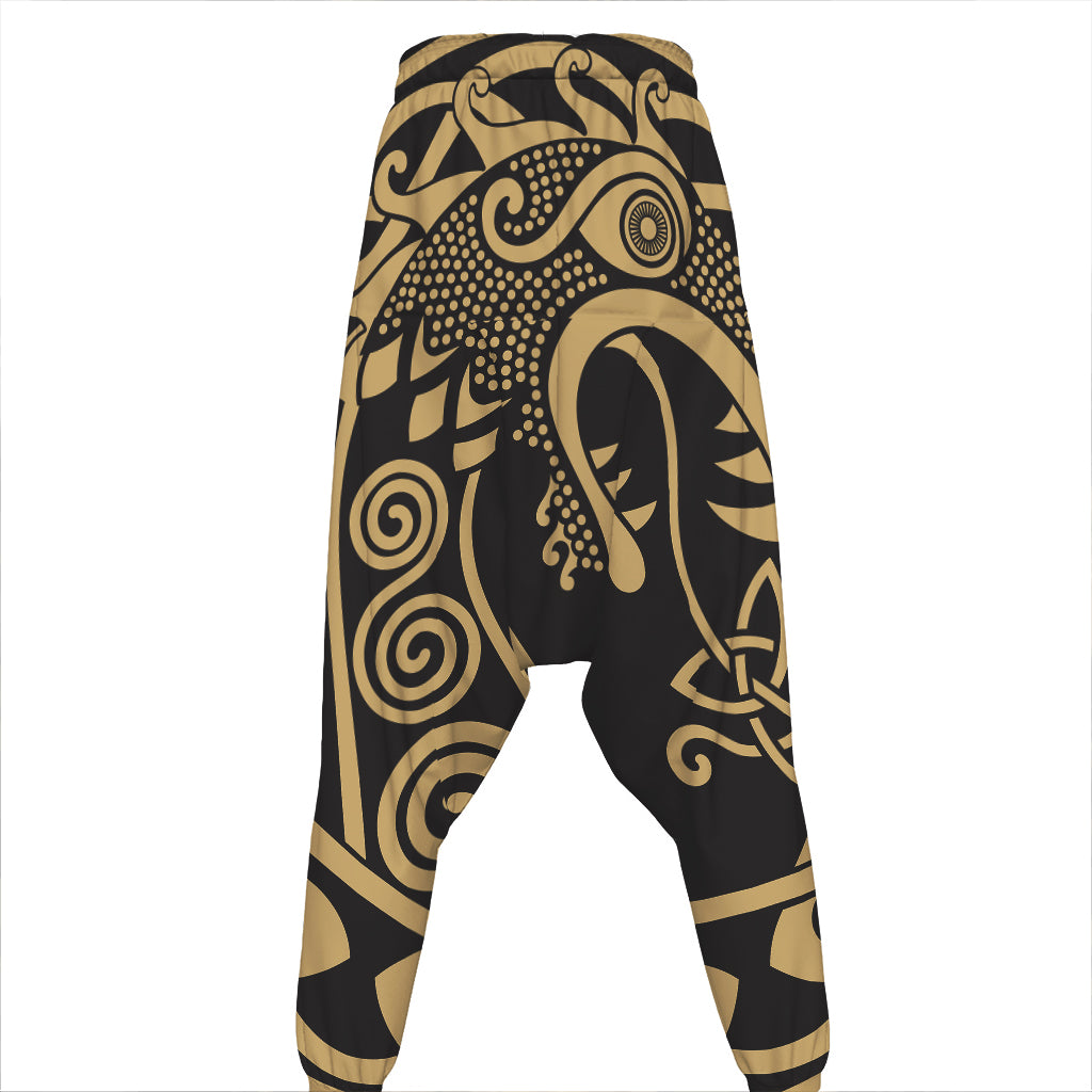 Scandinavian Viking Dragon Print Hammer Pants