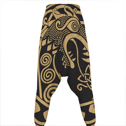 Scandinavian Viking Dragon Print Hammer Pants