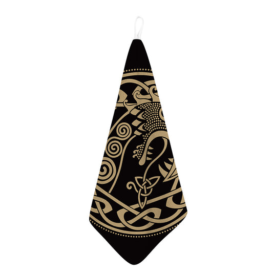Scandinavian Viking Dragon Print Hand Towel