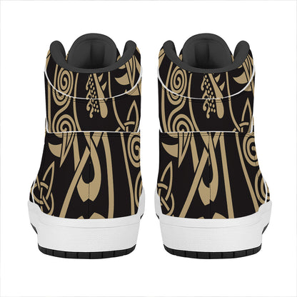 Scandinavian Viking Dragon Print High Top Leather Sneakers