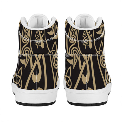 Scandinavian Viking Dragon Print High Top Leather Sneakers