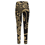Scandinavian Viking Dragon Print High-Waisted Pocket Leggings