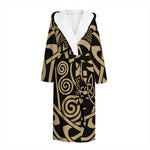 Scandinavian Viking Dragon Print Hooded Bathrobe