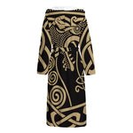 Scandinavian Viking Dragon Print Hooded Bathrobe