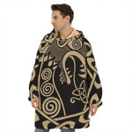 Scandinavian Viking Dragon Print Hoodie Blanket