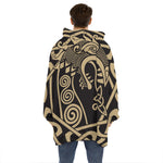 Scandinavian Viking Dragon Print Hoodie Blanket