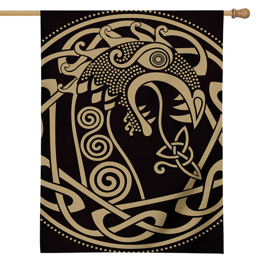 Scandinavian Viking Dragon Print House Flag