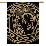 Scandinavian Viking Dragon Print House Flag