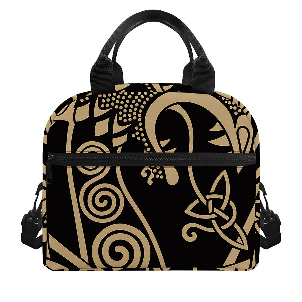 Scandinavian Viking Dragon Print Insulated Lunch Bag