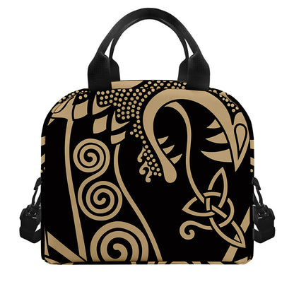 Scandinavian Viking Dragon Print Insulated Lunch Bag