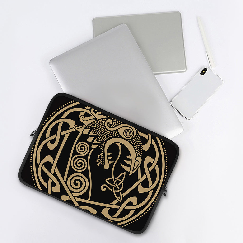 Scandinavian Viking Dragon Print Laptop Sleeve