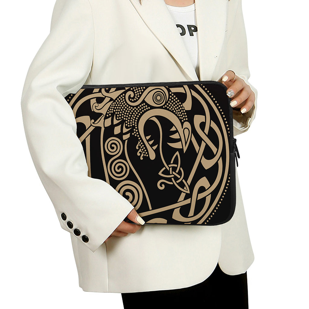Scandinavian Viking Dragon Print Laptop Sleeve