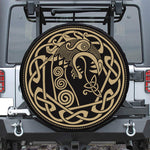 Scandinavian Viking Dragon Print Leather Spare Tire Cover