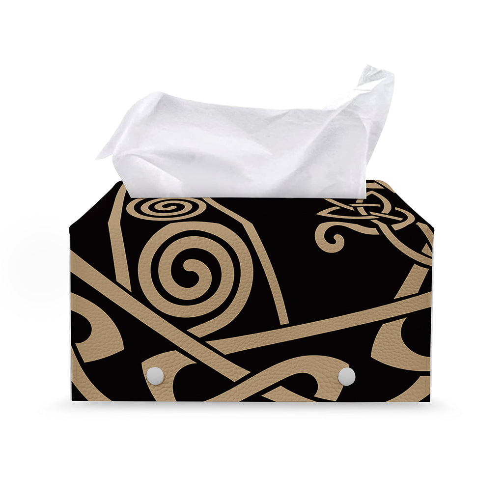 Scandinavian Viking Dragon Print Leather Tissue Box Cover