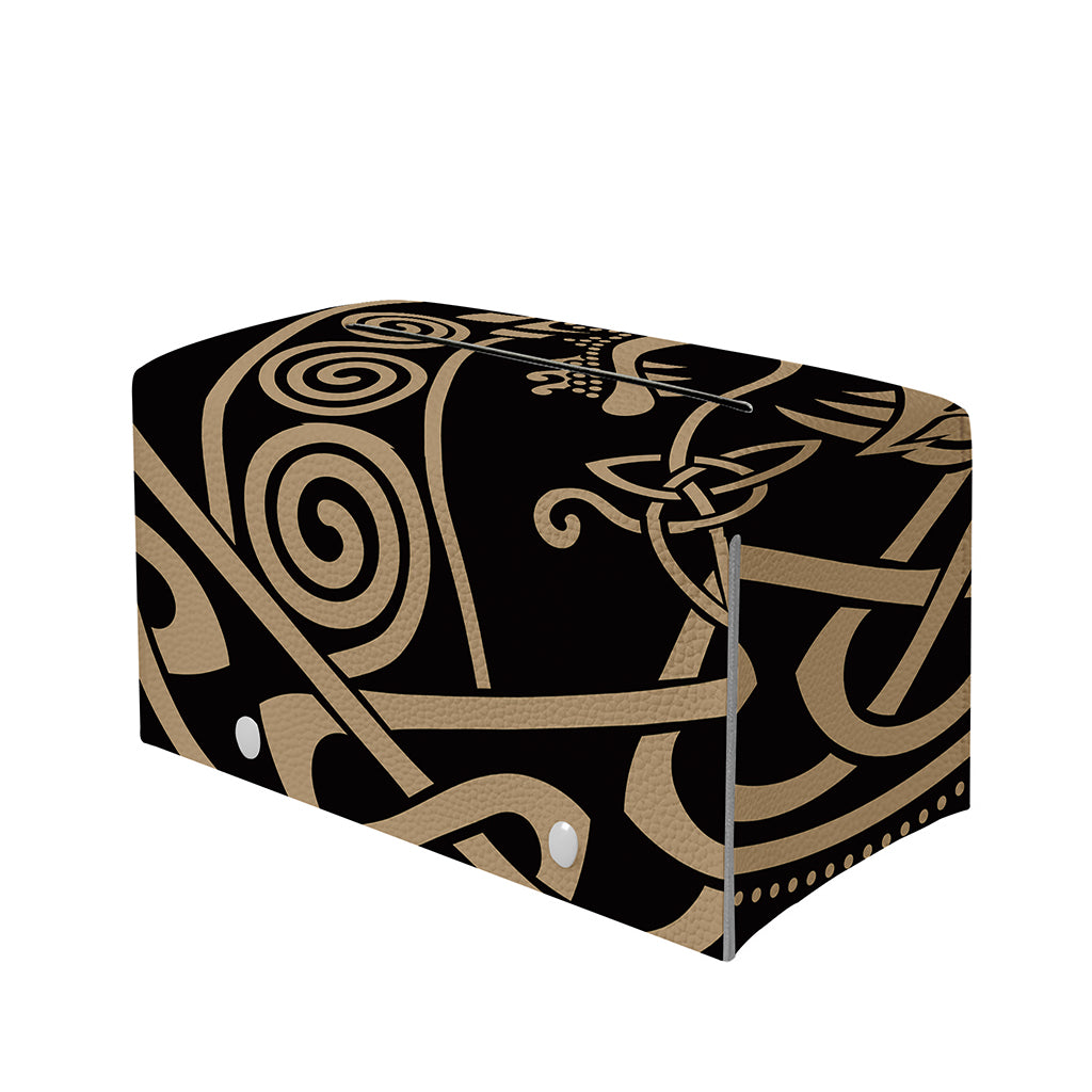 Scandinavian Viking Dragon Print Leather Tissue Box Cover