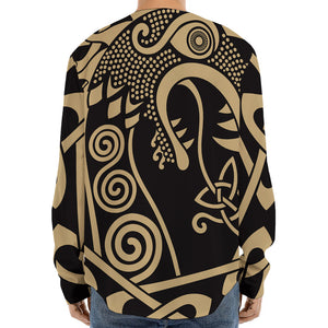 Scandinavian Viking Dragon Print Long Sleeve Baseball Jersey