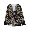 Scandinavian Viking Dragon Print Long Sleeve Short Coat