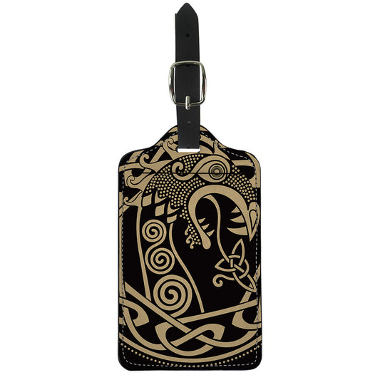 Scandinavian Viking Dragon Print Luggage Tag