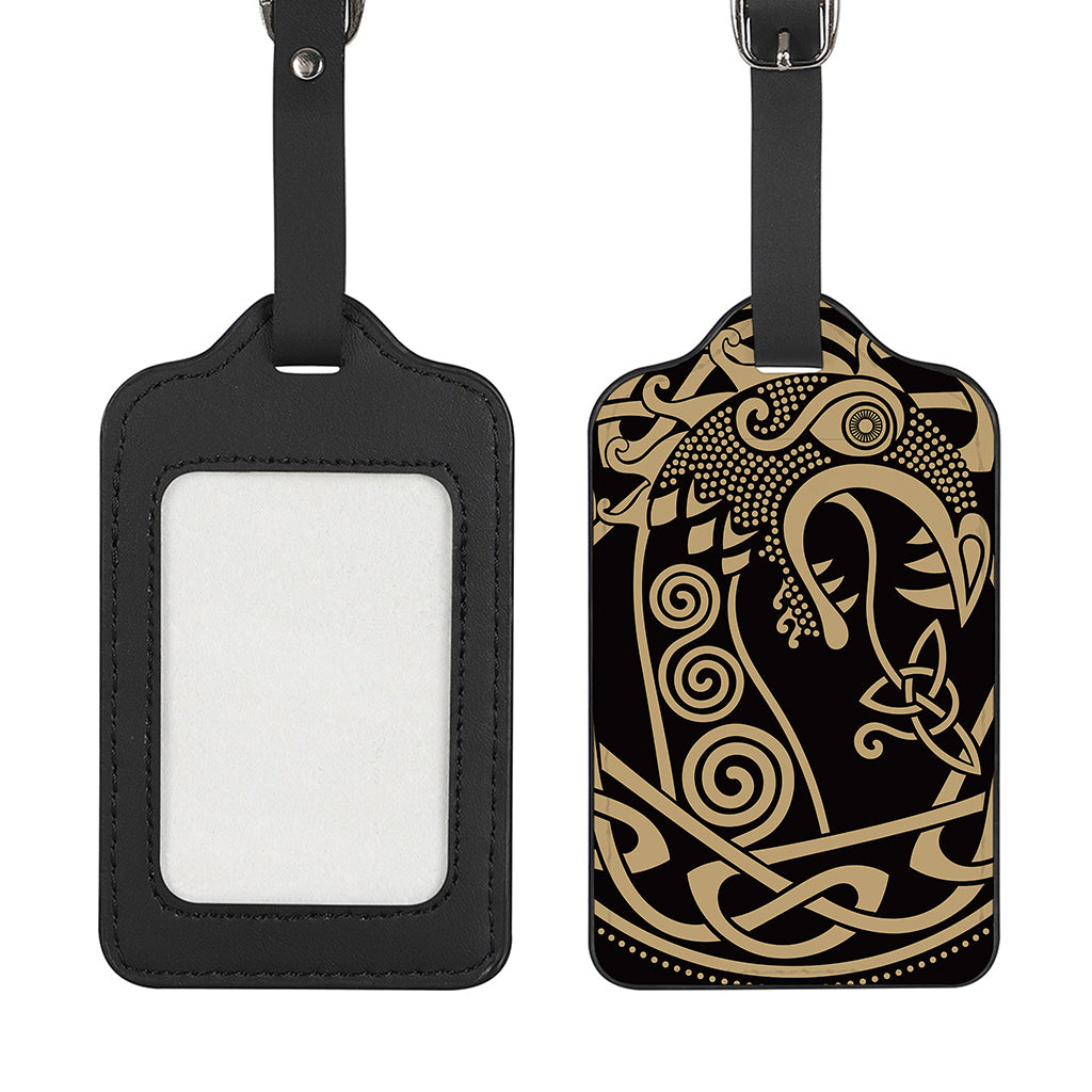 Scandinavian Viking Dragon Print Luggage Tag