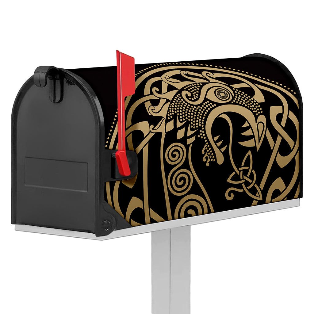Scandinavian Viking Dragon Print Mailbox Cover